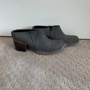 Freebird snake skin clog booties size 8